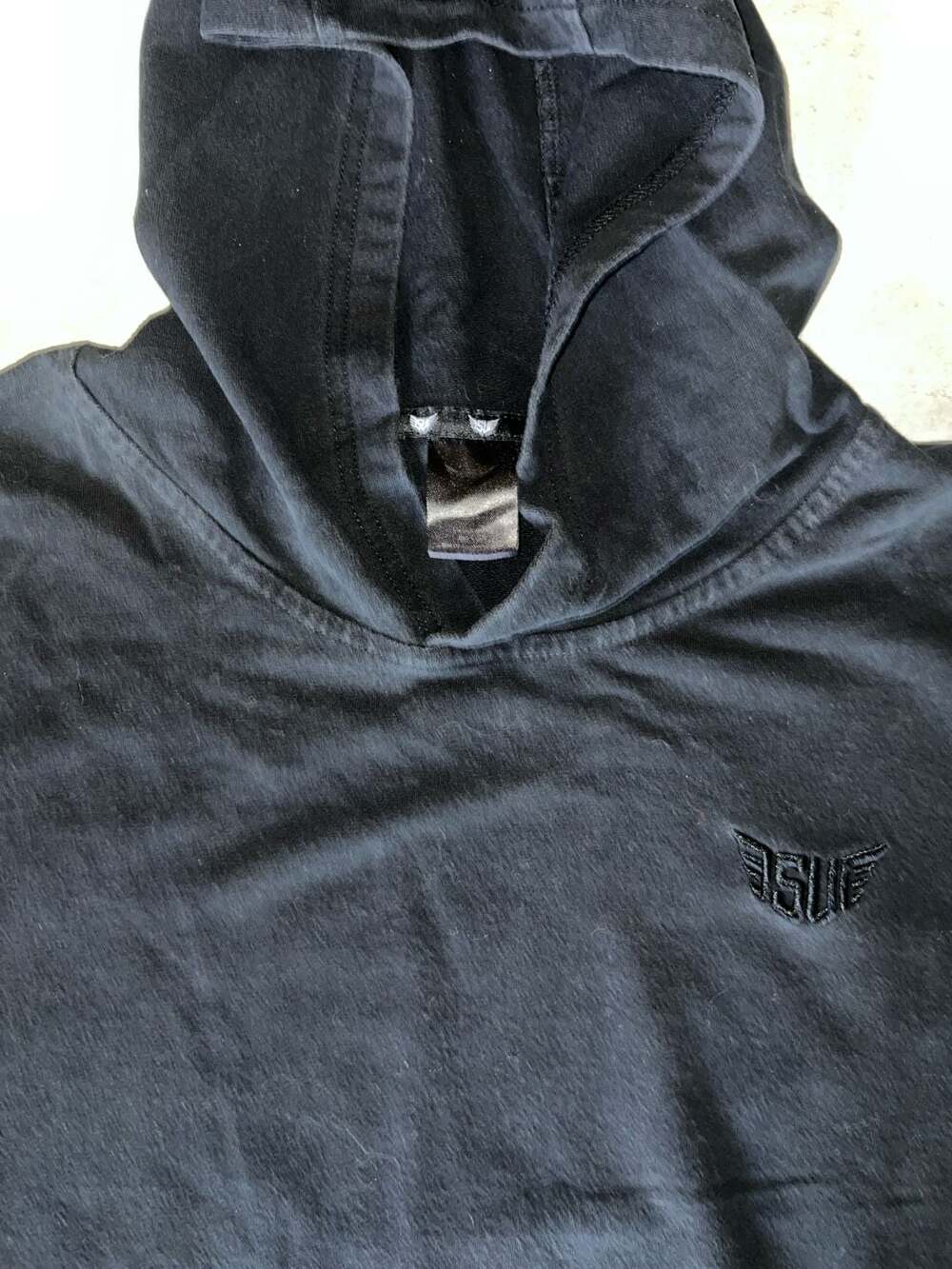 Size Up Apparel Men's Black Short Sleeve Gym Workout Hoodie T-Shirt with Side Zi - Picture 4 of 4